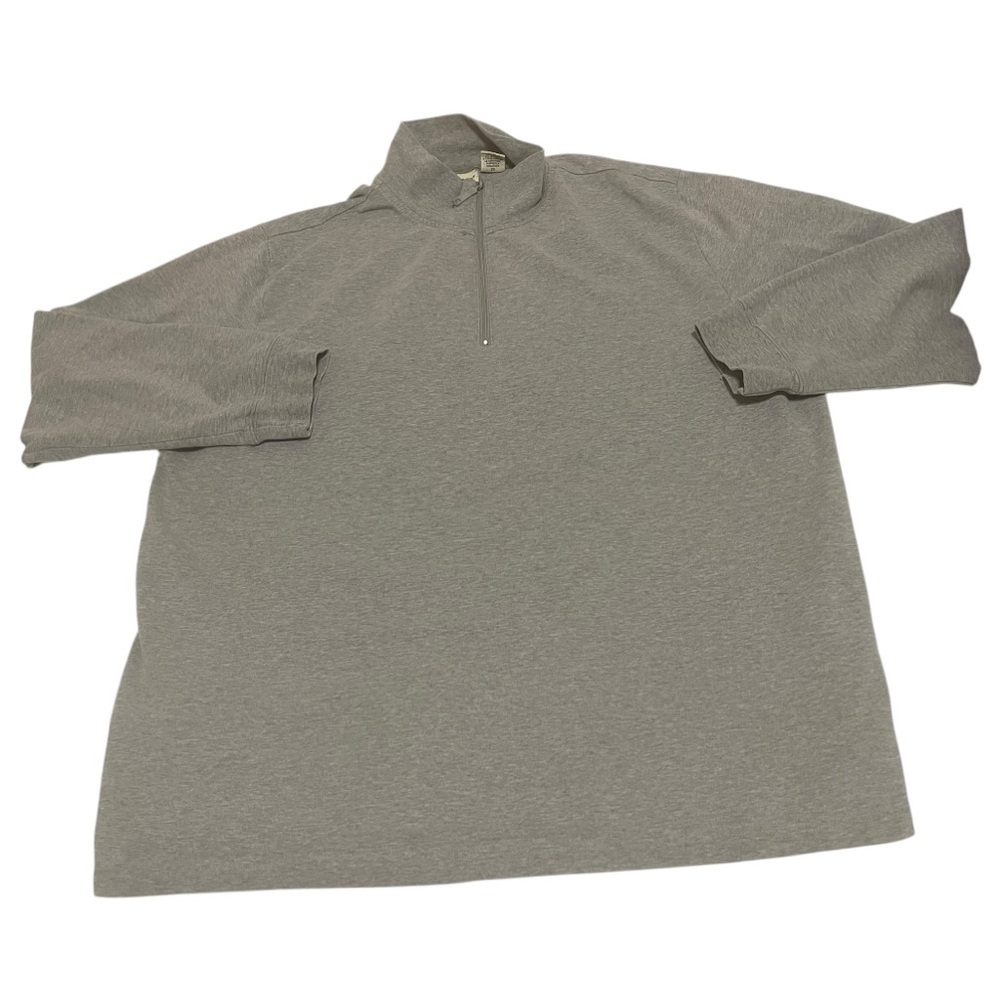Eddie Bauer Sweater Mens XL‎ Gray Quarter Zip Fleece Jacket Lightweight Casual